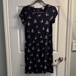 Hatley Navy and White Sailboat Print Mini Dress